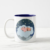 Niedlicher Cartoon Schlummerierung von Ferkeln Tas Zweifarbige Tasse (Links)