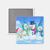 niedlicher Cartoon-Schneefamilienmagnet Magnet (Vorderseite/Rückseite)