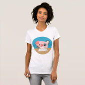 Niedlicher Cartoon-Schreibens-Schwein-Frauen-T - T-Shirt (Vorne ganz)