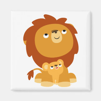 Niedlicher Cartoon Schutzhaube Vater Löwe und Cub  Magnet