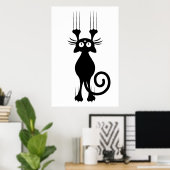 Niedlicher Cartoon Schwarze Katze Poster (Heimbüro)