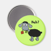 Niedlicher Cartoon Schwarze Schafe mit Blume Magnet (Vorderseite/Rückseite)