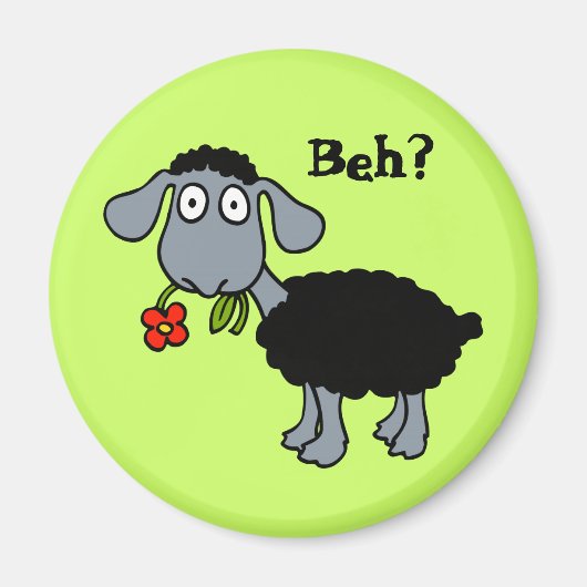 Niedlicher Cartoon Schwarze Schafe mit Blume Magnet (Vorne)