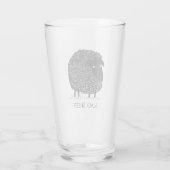 Niedlicher Cartoon-schwarze Schafe mit Glas (Rückseite)