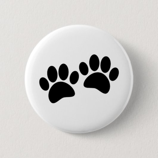 Niedlicher Cartoon Schwarze Welpe Paw Prints Button (Vorderseite)