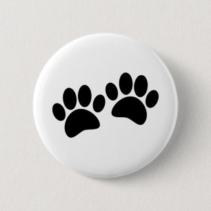 Niedlicher Cartoon Schwarze Welpe Paw Prints Button