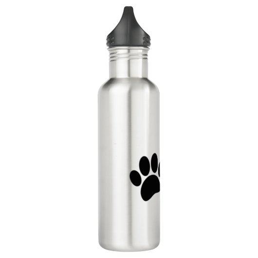 Niedlicher Cartoon Schwarze Welpe Paw Prints Edelstahlflasche (Links)