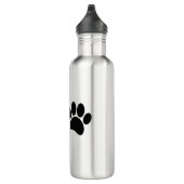 Niedlicher Cartoon Schwarze Welpe Paw Prints Edelstahlflasche (Rechts)