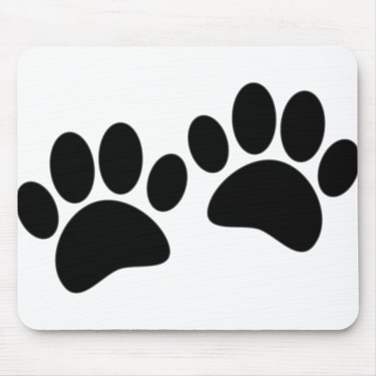 Niedlicher Cartoon Schwarze Welpe Paw Prints Mousepad (Vorne)