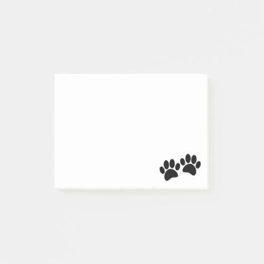 Niedlicher Cartoon Schwarze Welpe Paw Prints Post-it Klebezettel (Vorderseite)
