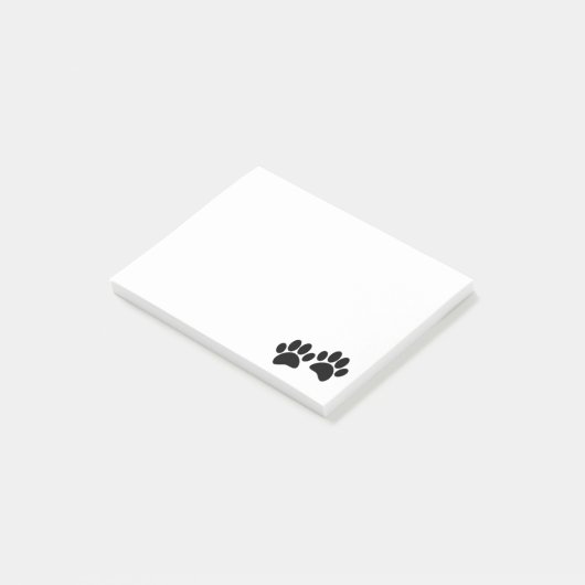 Niedlicher Cartoon Schwarze Welpe Paw Prints Post-it Klebezettel (angewinkelt)