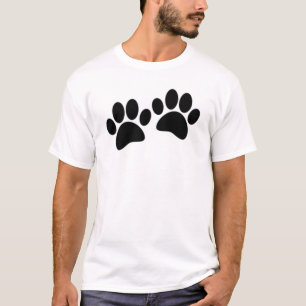 Niedlicher Cartoon Schwarze Welpe Paw Prints T-Shirt