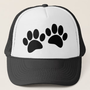 Niedlicher Cartoon Schwarze Welpe Paw Prints Truckerkappe