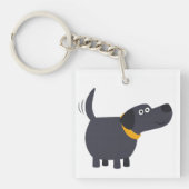 Niedlicher Cartoon Schwarzer Labrador Akryllischer Schlüsselanhänger (Vorderseite)