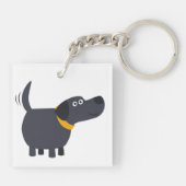 Niedlicher Cartoon Schwarzer Labrador Akryllischer Schlüsselanhänger (Rückseite)