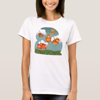 Niedlicher Cartoon Schwebende Kühe T - Shirt