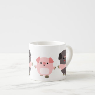Niedlicher Cartoon Schweine Auf dem Weg Espresso T Espressotasse