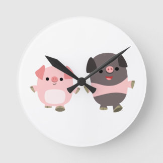 Niedlicher Cartoon Schweine auf der Wanduhr