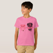 Niedlicher Cartoon Schweine auf einem Spaziergang T-Shirt (Vorne ganz)