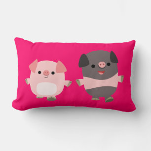 Niedlicher Cartoon Schweine auf einem Spazierkisse Lendenkissen