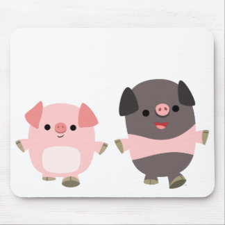 Niedlicher Cartoon Schweine auf einem Spazierweg Mousepad