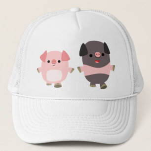 Niedlicher Cartoon Schweine auf einem Walk Truckerkappe