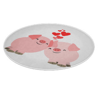 Niedlicher Cartoon Schweine im Liebe-Zuschnitt Schneidebrett