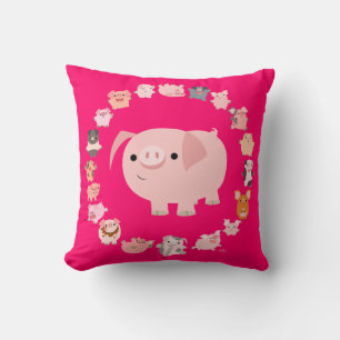 Niedlicher Cartoon Schweine Mandala Pillow Fall Kissen