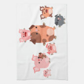 Niedlicher Cartoon Schweinefleisch Familienküche H Handtuch (Vertikal)