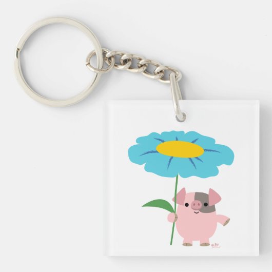 Niedlicher Cartoon Schweinefleisch mit Geschenk (b Schlüsselanhänger (Vorderseite)