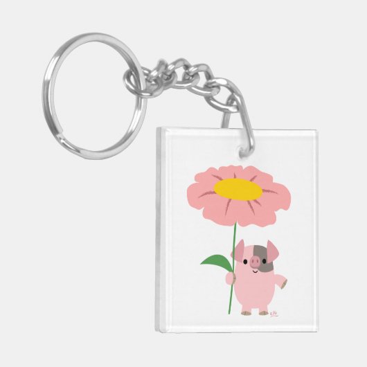 Niedlicher Cartoon Schweinefleisch mit Geschenk (r Schlüsselanhänger (Vorderseite links)