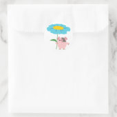 Niedlicher Cartoon Schweinefleisch mit Geschenkauf Runder Aufkleber (Tasche)