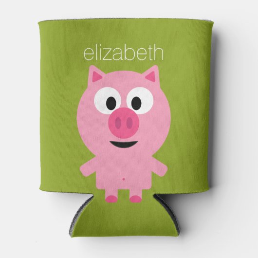 Niedlicher Cartoon Schweinefleisch - Rosa und Kalk Dosenkühler (Vorderseite)