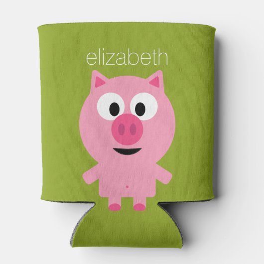 Niedlicher Cartoon Schweinefleisch - Rosa und Kalk Dosenkühler (Rückseite)