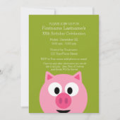 Niedlicher Cartoon Schweinefleisch - Rosa und Kalk Einladung (Vorderseite)