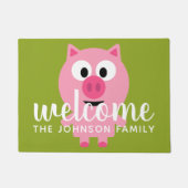 Niedlicher Cartoon Schweinefleisch - Rosa und Kalk Fußmatte (Vorderseite)