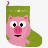 Niedlicher Cartoon Schweinefleisch - Rosa und Kalk Großer Weihnachtsstrumpf (Vorderseite)