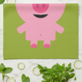 Niedlicher Cartoon Schweinefleisch - Rosa und Kalk Handtuch (Gefaltet)