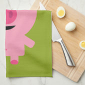 Niedlicher Cartoon Schweinefleisch - Rosa und Kalk Handtuch (Viertel Falte)