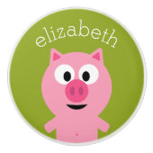 Niedlicher Cartoon Schweinefleisch - Rosa und Kalk Keramikknauf (Vorderseite)