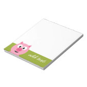 Niedlicher Cartoon Schweinefleisch - Rosa und Kalk Notizblock (Rotiert)