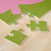 Niedlicher Cartoon Schweinefleisch - Rosa und Kalk Puzzle (Seite)