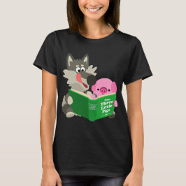 Niedlicher Cartoon Schweinefleisch und Wolf Lesen  T-Shirt