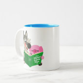 Niedlicher Cartoon Schweinefleisch und Wolf Lesen  Zweifarbige Tasse (Vorderseite Links)