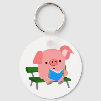 Niedlicher Cartoon Schweinefleischlesen auf einem Schlüsselanhänger