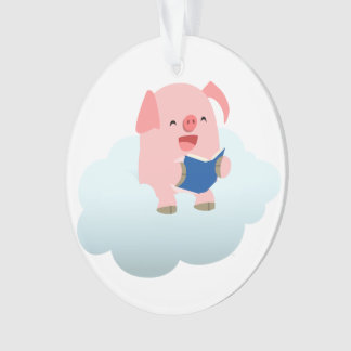 Niedlicher Cartoon-Schweineführer auf Cloud-Acryls Ornament