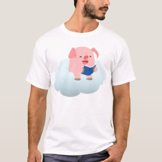 Niedlicher Cartoon-Schweineführer auf Cloud-Childr T-Shirt