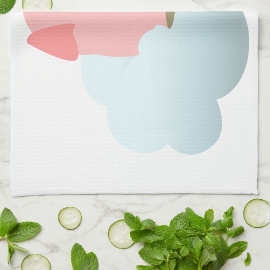 Niedlicher Cartoon Schweineführer auf Cloud Kitetü Geschirrtuch (Gefaltet)