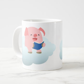 Niedlicher Cartoon-Schweineführer auf der Cloud-Ju Jumbo-Tasse
