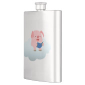 Niedlicher Cartoon-Schweineführer auf klassischem  Flachmann (Links)